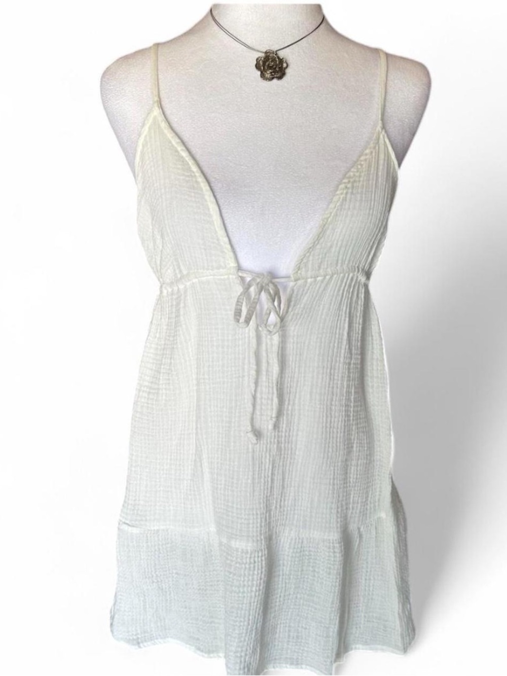 Beachy Coconut Girl Gauze Cotton Tie Front Dress Cover Up Free People Inspo M